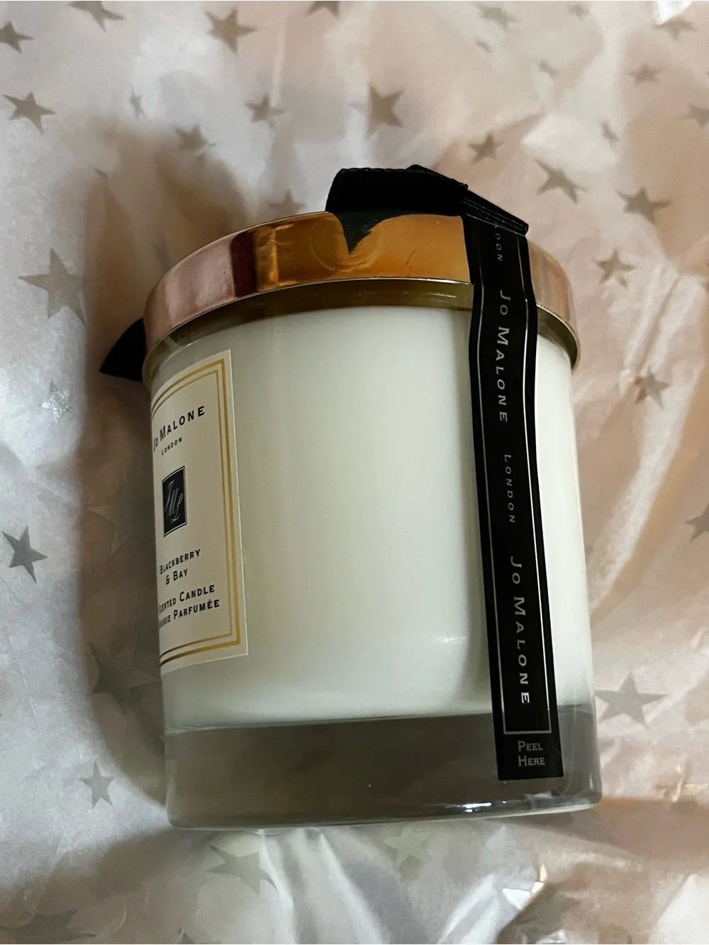 Jo Malone White Candle with Rose Gold Lid and Black Bow
